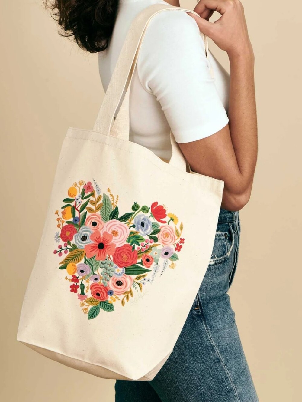 NWT Rifle Paper Co. Heart Canvas Tote